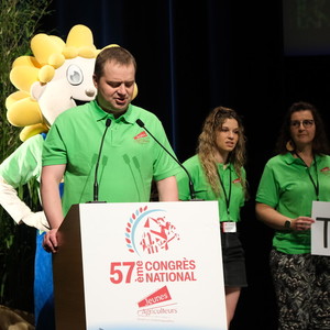 Discours de Loïc Farey, président du comité d’organisation des Terres de Jim 2024 au congrès, jeudi 6 juin. 