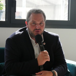 Arnaud Gaillot, président de Jeunes Agriculteurs lors d'une conférence de presse organisée au Space.